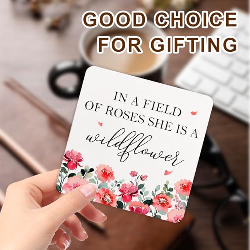 Country in a Field of Roses She is a Wildflower Table Wood Plaque Sign, Elegant Graphic Flower Wood Plaque Sign With Stand, Inspirational Desk Decor for Home Live Room Office Table Shelf - style: I