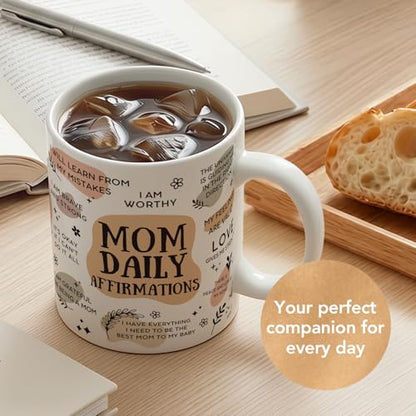 Mom Daily Affirmations Coffee Mug, Positive Self Care Inspirational Birthday Gifts for New Mom Mama Best Friend Women Sister Wife from Daughter Son Husband, Daily Encouragement Ceramic Coffee Cup - color: Mom Daily Affirmations