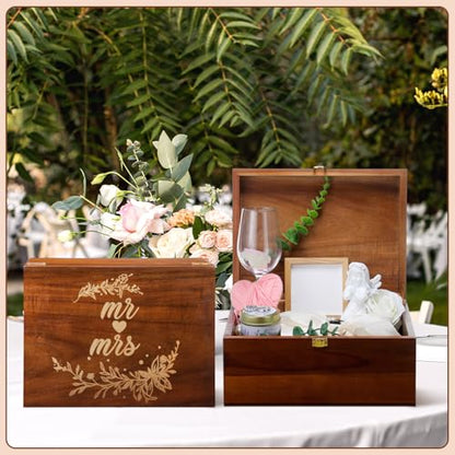 Threehoney Large Wooden Wedding Keepsake Box with Lid,Mr&mrs - style: Mr&Mrs