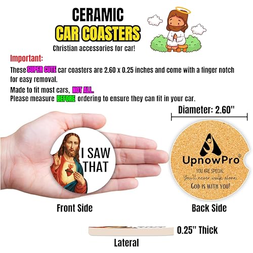 Jesus Car Coasters for Cup Holders, Funny Car Accessories, Jesus Gift