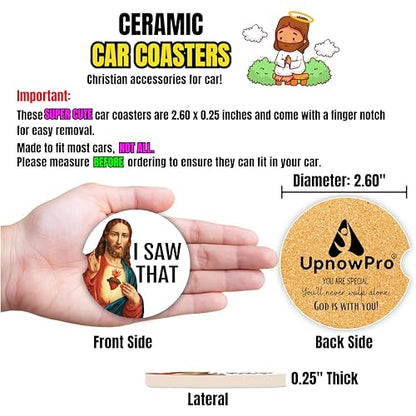 Jesus Car Coasters for Cup Holders, Funny Car Accessories, Jesus Gift