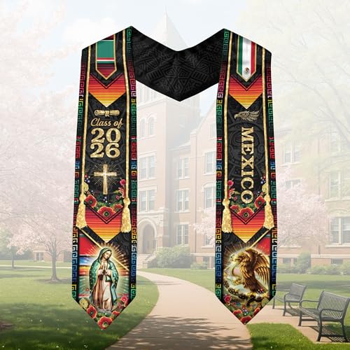 Mexico Graduation Sash, Cross Graduate Stole, Class Of 2026, Mexican Stole - color: Ds 05