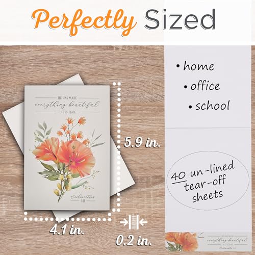 Christian Art Gifts Small Scripture Notepad for Women: Everything BeautifuI - color: Orange Floral