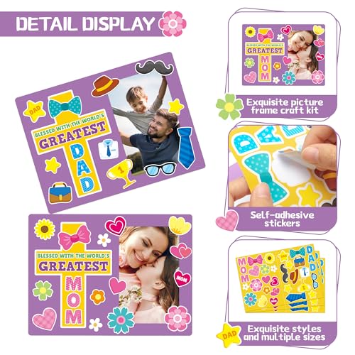 BeYumi Religious Picture Frame Craft - 28Pcs Mother's Day Religious Photo Frame Craft Kit for Kids DIY Cross Picture Holder Christian Sunday School Classroom Home Mother's Day Gift Set Fun Activities