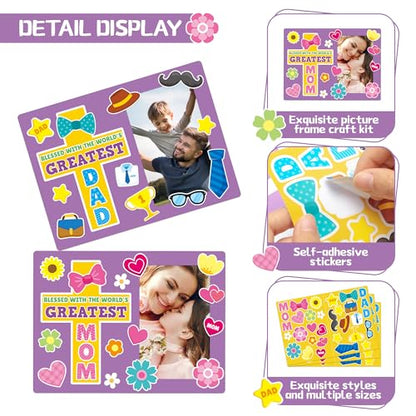 BeYumi Religious Picture Frame Craft - 28Pcs Mother's Day Religious Photo Frame Craft Kit for Kids DIY Cross Picture Holder Christian Sunday School Classroom Home Mother's Day Gift Set Fun Activities