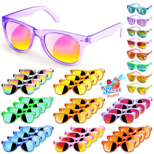 GKTZ Kids Sunglasses Party Favors - Boys Girls Valentines Day Gifts, Neon Sunglasses with UV 400 Protection for Kids Classroom Favors Birthday Goodie Bags Stuffers - 32 Packs - style: 32 Pack