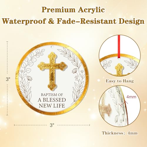 FaCraft Christian Baptism Gifts for Boys, Girls, Adults, Women, Men - God Bless Baptized Ornament 2026 Religious Catholic Cross Christening Gift for Baby Boy Girl Godson Goddaughter - First Communion - color: 1-5 Christian Baptism Gift