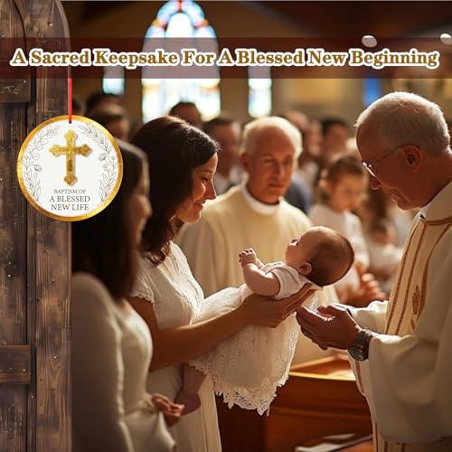 FaCraft Christian Baptism Gifts for Boys, Girls, Adults, Women, Men - God Bless Baptized Ornament 2026 Religious Catholic Cross Christening Gift for Baby Boy Girl Godson Goddaughter - First Communion - color: 1-5 Christian Baptism Gift