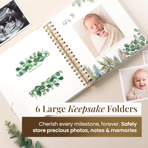 Premium Baby Memory Book for Boy or Girl, Milestone Journal & Scrapbook