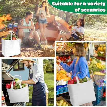 Windyun Reusable Grocery Bags Non Woven with Handles - color: White