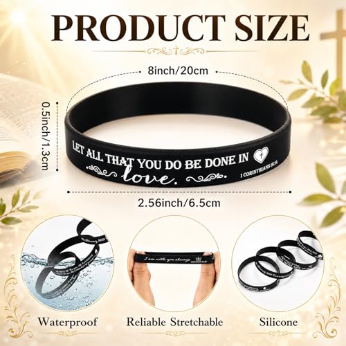 Unittype 240 Pcs Bible Verse Bracelets Bulk Christian Gift, Black - color: Black