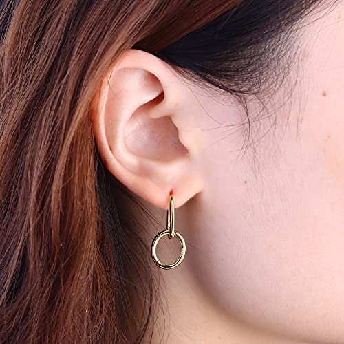 MILACOLATO 925 Sterling Silver Dangle Earrings for Women Hypoallergenic - color: gold-double hoops