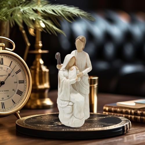 Religious Holy Family Figurine, Resin Sculpture of Mary, Joseph & Baby Jesus, Nativity Set Indoor, Christian Decor for Home, Church, Christmas(8.26 inch Height)