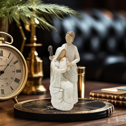 Religious Holy Family Figurine, Resin Sculpture of Mary, Joseph & Baby Jesus, Nativity Set Indoor, Christian Decor for Home, Church, Christmas(8.26 inch Height)