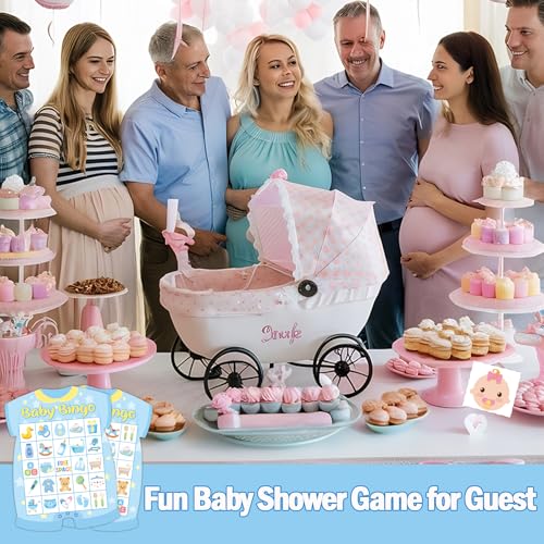 Baby Shower Bingo Cards - 24 Guests Blue Newborn Bingo for Baby Shower Party Supplies - color: Baby Bingo