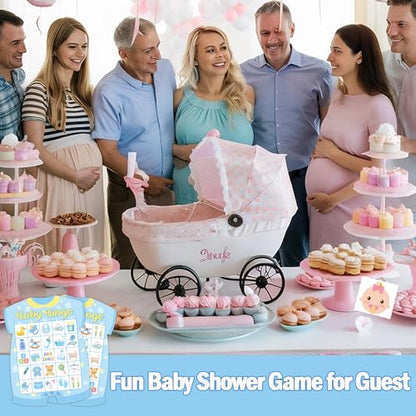 Baby Shower Bingo Cards - 24 Guests Blue Newborn Bingo for Baby Shower Party Supplies - color: Baby Bingo