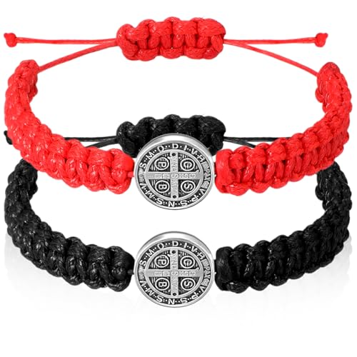 Fumete 2 Pcs Saint Benedict Medal - color: Black, Red