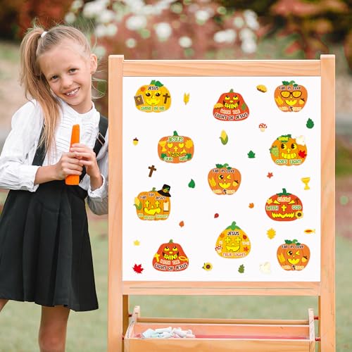 CY2SIDE 40PCS Fall Religious Pumpkin Make-a-Face Sticker Sheet for Kids - style: Religious Pumpkin