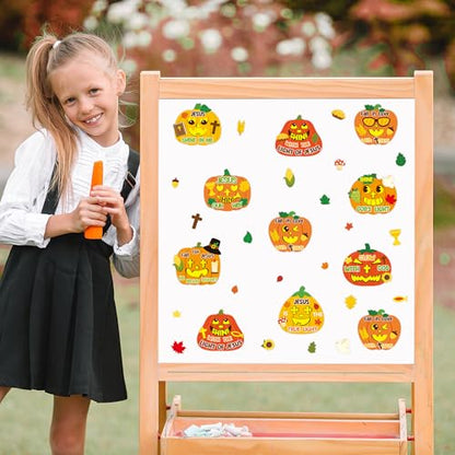 CY2SIDE 40PCS Fall Religious Pumpkin Make-a-Face Sticker Sheet for Kids - style: Religious Pumpkin