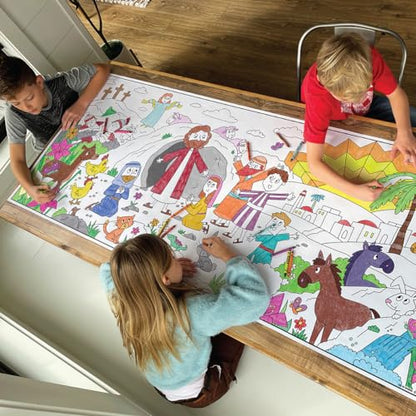 Large Coloring Poster Easter Resurrection of Jesus Christ 30 x 72 Inches Rolled Ideal for Parties and Family Gatherings Ages 4 and Up - color: Easter