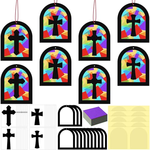 Chiisong 24 Sets Religious Sunday School Cross Crafts DIY Kit,Classic Color