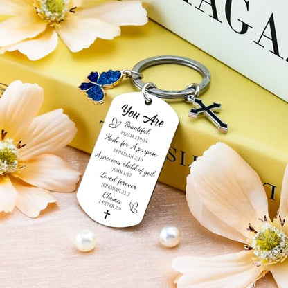 Stocking Stuffers Inspirational Christain Gifts for Women Girls Unique Religious Keychain Gift for Best Friend Bestie Sisters Mom Birthday Christmas Gifts Bible Verse Accessory