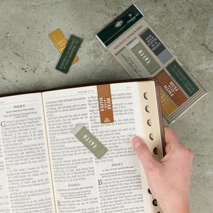 Christian Art Gifts Inspirational Magnetic Bookmark Pagemarker Set for Men & Women: Faith Over Fear, Stylish Multicolors & Encouraging Bible Verse Messages, Reading, Books, Bibles, 6 Piece Set