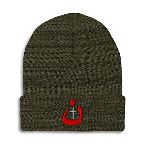 Custom Beanies for Men Christian Nazarene Jesus God Christ Skull Cap Winter Hats Women Acrylic One Size - color: Heather Olive Green Design Only