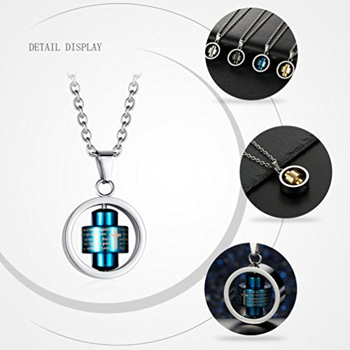 Stainless Steel Bible Verse Christian Lord's Prayer Cross Spinner Charm Pendant Necklace for Men - color: Blue