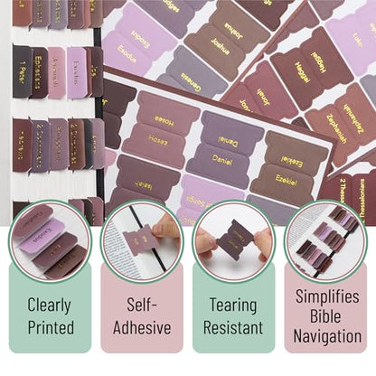Mr. Pen- Bible Tabs, 75 pcs, Earth Tone, Gold Foil Embossed Lettering - color: Earth Tone