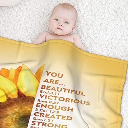 AMITAYUS Yellow Sunflower Prayer Blanket Bible Verse Healing Inspirational Sympathy Fleece Throw Religious Christian Gifts for Women Wife - Womens Gift Ideas - 40''x50'' - color: Christian Bible Verse, size: Small 50"x40