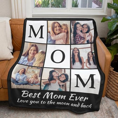 inkArts Custom Mom Blanket with 6 Photos Personalized Blanket with Pictures Customized Throw Gifts for Mom Grandma Photo Throw Blanket for Birthday Mother's Day - color: 6 Photo-2