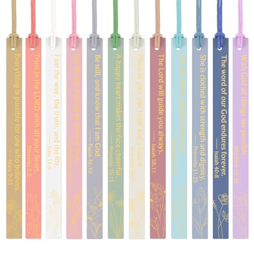 12Pcs Bible Bookmark, Christian Bookmarks for Women,Pastel Colors - color: Pastel