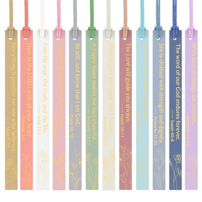 12Pcs Bible Bookmark, Christian Bookmarks for Women,Pastel Colors - color: Pastel
