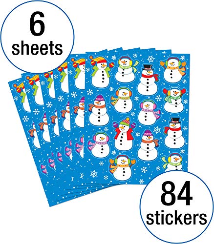 Carson Dellosa Education Carson Dellosa Snowman Stickers—6 Sheets of Colorful Winter Stickers for Homework, Tests, Assignments, Winter Stickers for Classroom or Homeschool (84 pc) - style: Snowmen