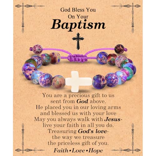 EFVISD Cross Bracelet Gifts for Boys Girls Christian Religious Gifts - color: Baptism -Girls