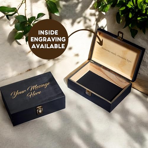 Personalized Wooden Keepsake Box, Custom Engraved Memory Box with Lid - style: 1. Your Text Here