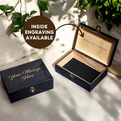 Personalized Wooden Keepsake Box, Custom Engraved Memory Box with Lid - style: 1. Your Text Here