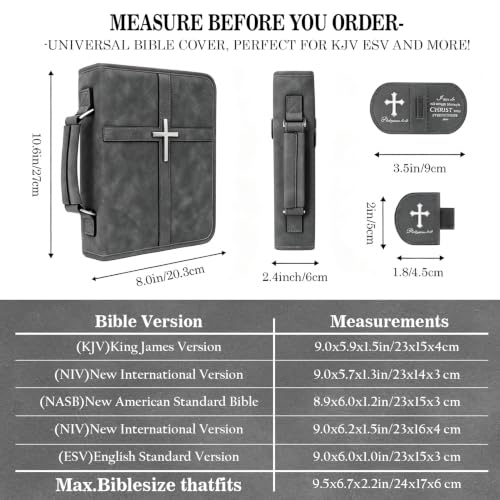 Vegan Leather Bible Case, Bible Bag with Magnetic Bookmark,Bible Cover Case - color: Black