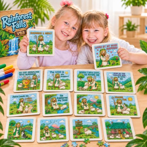 Cinrobiye 24 Pcs VBS 2026 Emerald Isle Coloring Puzzle Kit, Good Shepherd Christian Puzzle Crafts Inspired by Psalm 23 for Vacation Bible School, Sunday School, Church Activities and Group Events - color: Emerald Isle