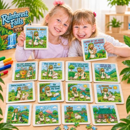 Cinrobiye 24 Pcs VBS 2026 Emerald Isle Coloring Puzzle Kit, Good Shepherd Christian Puzzle Crafts Inspired by Psalm 23 for Vacation Bible School, Sunday School, Church Activities and Group Events - color: Emerald Isle