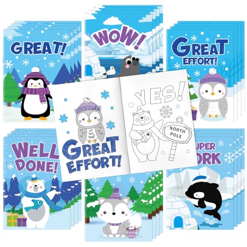 Dvbonike 24Pcs Winter Inspirational Coloring Books Polar Animals DIY Pages - color: D-positive (Winter)