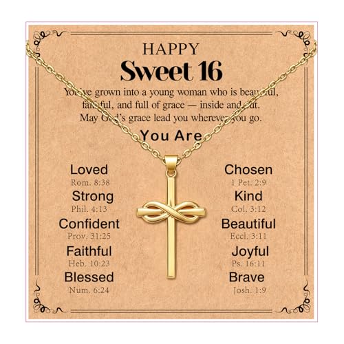 Happy 6-16th Birthday Gifts for Girls,Cross Necklace Decorations - style: Happy 16th Birthday