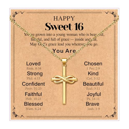 Happy 6-16th Birthday Gifts for Girls,Cross Necklace Decorations - style: Happy 16th Birthday