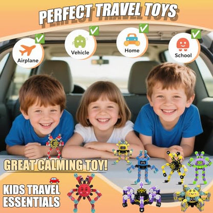 4Pcs Transformable Fidget Spinners for Kids Fidget Toys Teens Adults Quiet Airplane Road Trip Travel Activities Essential Autism ADHD Easter Basket Stuffers Gifts for Boys Girls Toddlers C - color: 4 Pcs - C - Robot