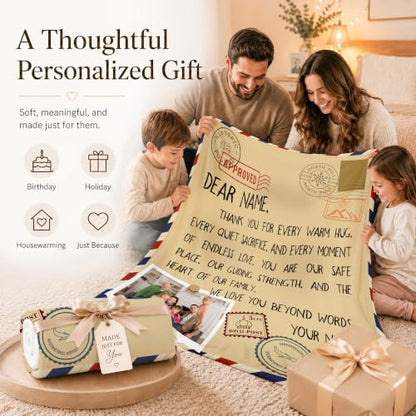 Custom Blanket with Photo for Women, Soft Flannel Throw for Mom Grandma - color: Brown