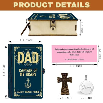 Dad Bible Verse Box, Personalized Name Keychain, 150 Color Coded Scripture Cards, Christian Gift for Dad, Gift Father's Day - color: Dad Bible
