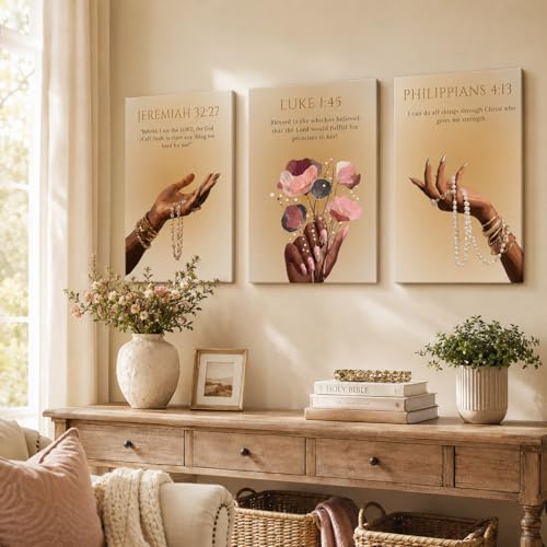 FKRYTYB 3Pcs Black Girl Christian Bible verses Wall Art 12x16in - color: Scripture, size: 16L"X12W" Canvas