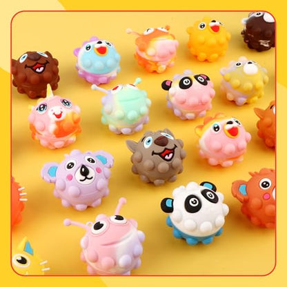 KissFree 24 PACK Animal Pop Balls Party Favors for Kids, 3D Pop Fidget Balls Toys Bulk, Gifts for Boys & Girls, Goodie Bag Stuffers, Pinata Stuffers, Treasure Box Toys, Prizes for Kids - style: 24PCS Animal Pop Ball