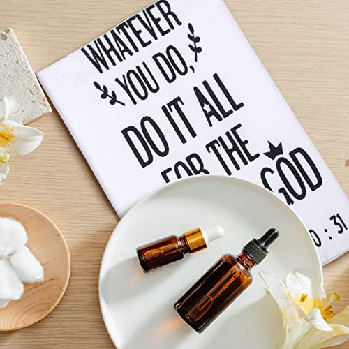 Funtery 4 Pcs Christian Dish Towels Bible Verse Kitchen Towels